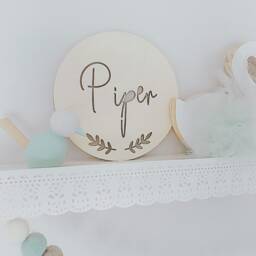 Birth Announcement Plaque, Personalised Wooden Nursery Sign, New Baby Name Shower Gift, Girls Boys Unisex Baby, Newborn Photo Prop - thumbnail 3