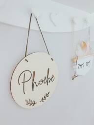 Birth Announcement Plaque, Personalised Wooden Nursery Sign, New Baby Name Shower Gift, Girls Boys Unisex Baby, Newborn Photo Prop - thumbnail 1