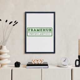 Navy Blue Frame Slim Brushed Wood Photo Modern Gallery Wall Art Home D??cor - thumbnail 2