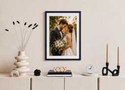 Navy Blue Frame Slim Brushed Wood Photo Modern Gallery Wall Art Home D??cor