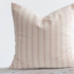 Woven Cotton Farmhouse Pillow, Oatmeal Beige Textured Throw Cushion, Bamboo Reverse - thumbnail 2