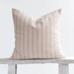 Woven Cotton Farmhouse Pillow, Oatmeal Beige Textured Throw Cushion, Bamboo Reverse