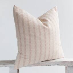Woven Cotton Farmhouse Pillow, Oatmeal Beige Textured Throw Cushion, Bamboo Reverse - thumbnail 3