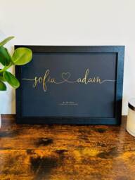 Couple Names & Date - Custom Foil Print Personalised With Heart Gold, Silver Wedding, Birthday, Anniversary A4, A3 - thumbnail 1