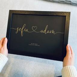 Couple Names & Date - Custom Foil Print Personalised With Heart Gold, Silver Wedding, Birthday, Anniversary A4, A3 - thumbnail 3
