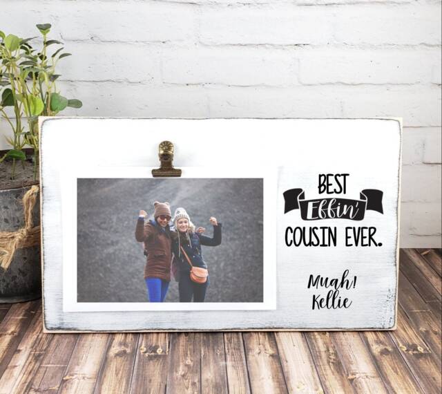 Best Effin Cousin Ever Picture Frame, Personalized Photo Holder, Sister Friend Dog Mom Gift, Cat Boss's Day Gift - image 1