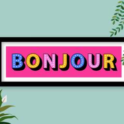 Framed Bonjour Print, Sign, Panoramic Hallway French Slogan Wall Art - thumbnail 3