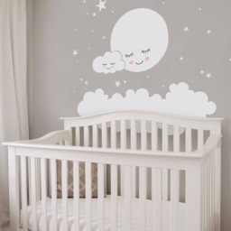 Moon, Clouds, & Stars Wall Decal - Vinyl Sticker, Nursery Decor, Kids Decals - thumbnail 3