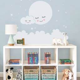 Moon, Clouds, & Stars Wall Decal - Vinyl Sticker, Nursery Decor, Kids Decals - thumbnail 2