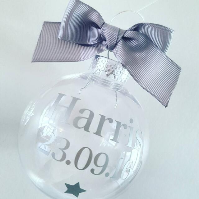 Personalised Christmas Bauble, Baby's First Christmas, Memorial Ornament - image 1