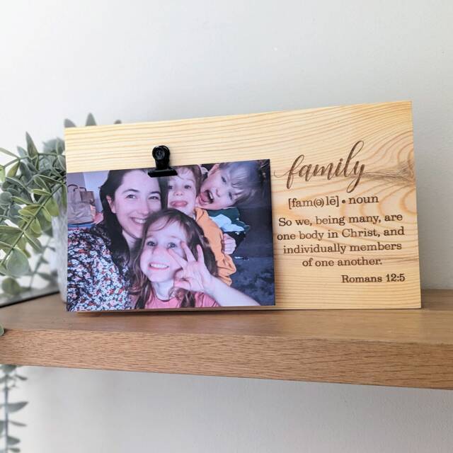 Family Definition Photo Holder Engraved Wood Christian Gift - image 1