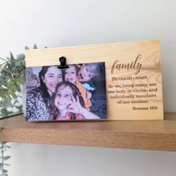 Family Definition Photo Holder Engraved Wood Christian Gift - thumbnail 1