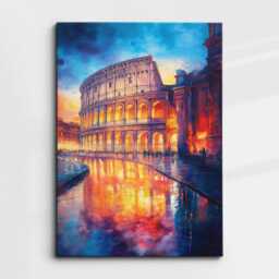 The Colosseum Rome Abstract Italian Landmark Modern Painting Wall Art Framed Canvas Poster Print Home/Office Room Decor, Travel Gifts - thumbnail 3