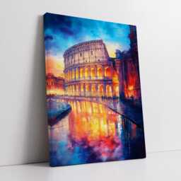 The Colosseum Rome Abstract Italian Landmark Modern Painting Wall Art Framed Canvas Poster Print Home/Office Room Decor, Travel Gifts - thumbnail 2