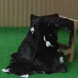 Rustic Black White Goat Skin Rug - Natural Animal Hide For Floors Or Wall Art - thumbnail 1