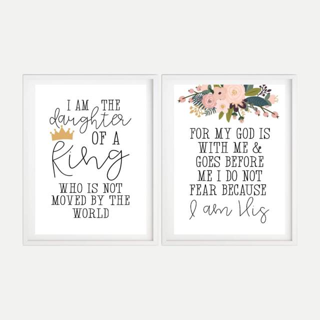 I Am The Daughter Of A King Nursery Decor Sign Template - Wall Art Set, Printable Decor, Diy, Digital - image 1