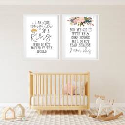 I Am The Daughter Of A King Nursery Decor Sign Template - Wall Art Set, Printable Decor, Diy, Digital - thumbnail 2