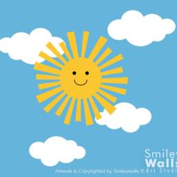 Sun Wall Decal, Clouds Nursery Happy Sticker, Smiley & Sticker For Children Baby - thumbnail 2