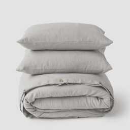 Light Gray Linen Duvet Cover Set - 3 Piece Bedding Queen King European Flax, Stonewashed Soft Breathable Midweight - thumbnail 2