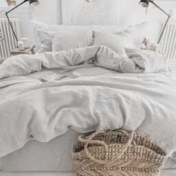 Light Gray Linen Duvet Cover Set - 3 Piece Bedding Queen King European Flax, Stonewashed Soft Breathable Midweight - thumbnail 3