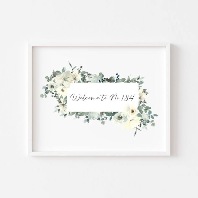 Personalised Welcome Home Print Floral Watercolour Wall Art - Unframed - image 1