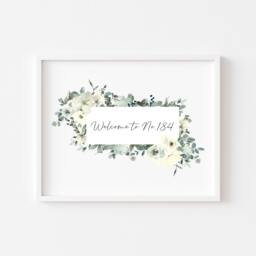 Personalised Welcome Home Print Floral Watercolour Wall Art - Unframed - thumbnail 1