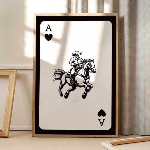 Western Cowboy Playing Card Art Canvas Poster, Trendy Wall Art, Aesthetic Decor, Retro Home Printed Gift - image 1