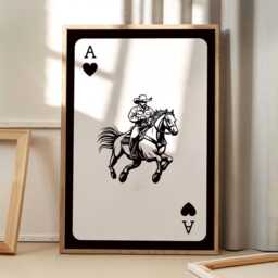 Western Cowboy Playing Card Art Canvas Poster, Trendy Wall Art, Aesthetic Decor, Retro Home Printed Gift - thumbnail 1