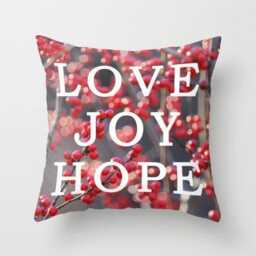 Love Joy Hope Pillow Or Cover, Christmas Home Decoration, Red Silver Black Pillow, Hawthorn Country Living, Holiday Decor - thumbnail 2