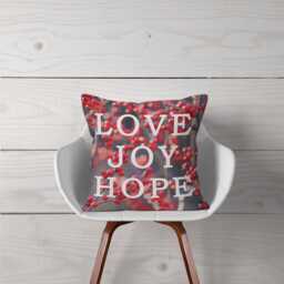 Love Joy Hope Pillow Or Cover, Christmas Home Decoration, Red Silver Black Pillow, Hawthorn Country Living, Holiday Decor - thumbnail 1