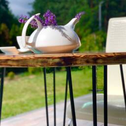 Custom Made Round, Turquoise, Unique Dining Table With Real Coffee Beans - thumbnail 2