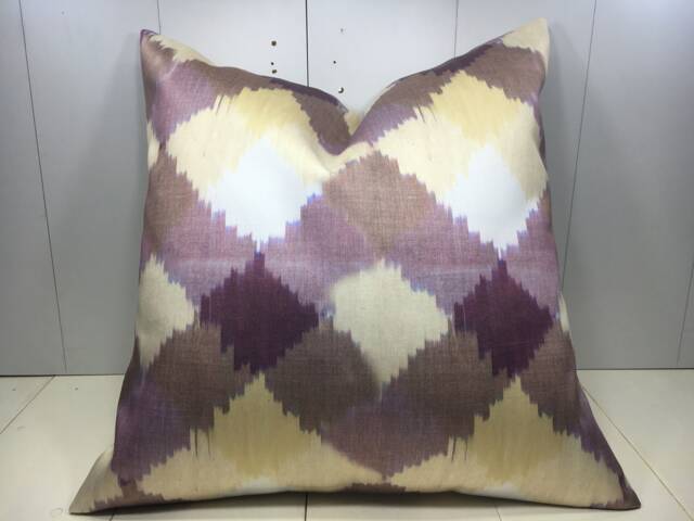 Silk Ikat Pillow Cover 24x24, Handwoven Decorative Cushion - image 1
