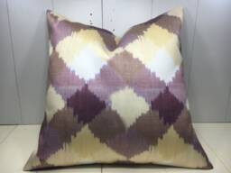 Silk Ikat Pillow Cover 24x24, Handwoven Decorative Cushion - thumbnail 1
