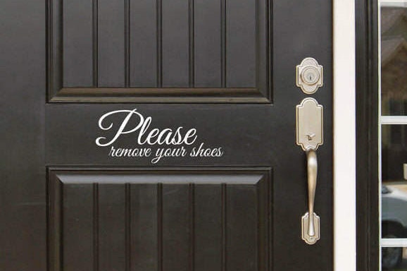 Please Remove Your Shoes Cursive Front Door - Entryway Or Wall Vinyl Decal Sticker - Great Gift Idea/Home Decor - image 1