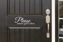 Please Remove Your Shoes Cursive Front Door - Entryway Or Wall Vinyl Decal Sticker - Great Gift Idea/Home Decor - thumbnail 1
