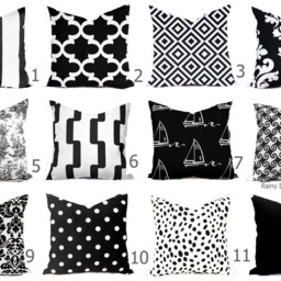 Outdoor Pillows Indoor Custom Cover Size Include 16x16, 18x18 - Shades Of Black & White Modern Geometric Block Print Quatrefoil Tribal - thumbnail 2