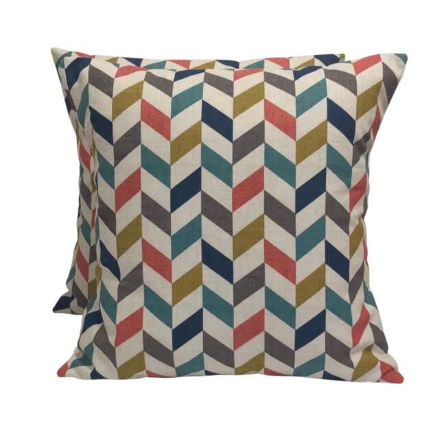 2 X 16' 18' Clarke & Phoenix Multi Teal Orange Geometric Scatter Cushion Covers - image 1