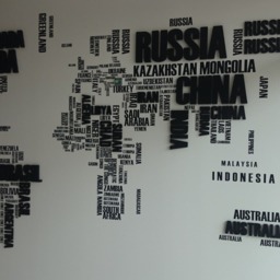 World Map With Names Of The Countries All Over World For Office Wall Decor 3D Letters & Vinyl - thumbnail 3