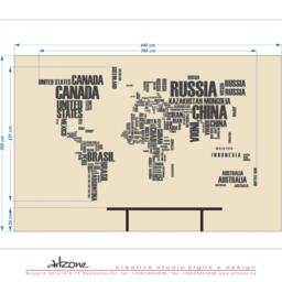 World Map With Names Of The Countries All Over World For Office Wall Decor 3D Letters & Vinyl - thumbnail 4