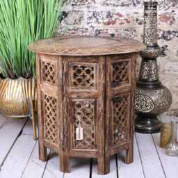 Damodar Large Side Table With Hand Carved Detail - thumbnail 3