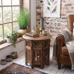 Damodar Large Side Table With Hand Carved Detail - thumbnail 2
