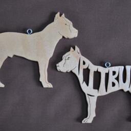 Pair Of Pitbull Pit Bull Terrier Dog Wooden Decoration Ornament Wood Cut Out - thumbnail 2