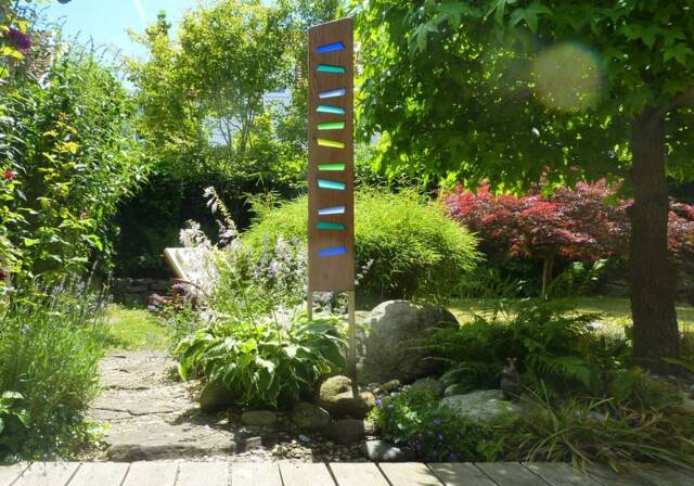 Wood & Glass Garden Sculpture - image 1