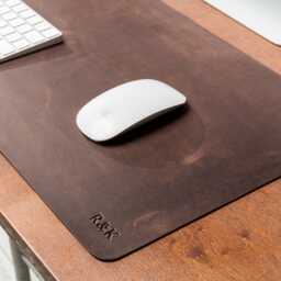 Personalized Leather Mouse Pad - Gift For Mom Dad Handmade Desk Mat Work Or Home Office Men Women - thumbnail 3