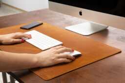 Personalized Leather Mouse Pad - Gift For Mom Dad Handmade Desk Mat Work Or Home Office Men Women - thumbnail 1