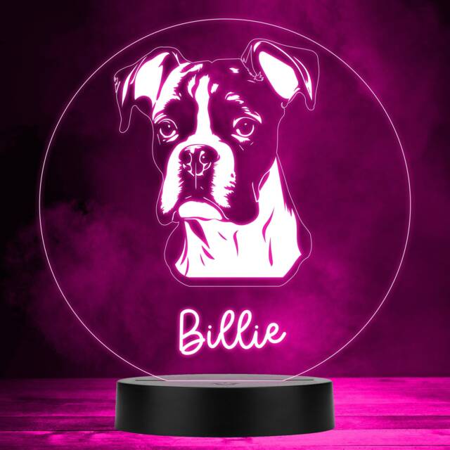 Boxer Dog Pet Silhouette Colour Changing Personalised Gift Led Lamp Night Light - Bedroom - image 1