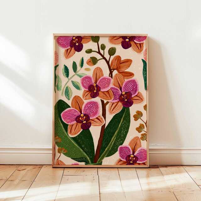 Orchid Poster, Botanical Wall Art, Floral Print, Flower Nature Art Elegant Decor, Gift Artwork - image 1