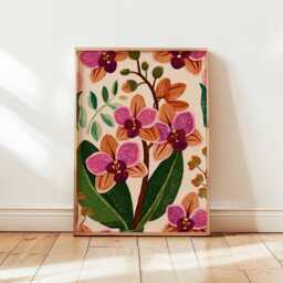 Orchid Poster, Botanical Wall Art, Floral Print, Flower Nature Art Elegant Decor, Gift Artwork - thumbnail 1