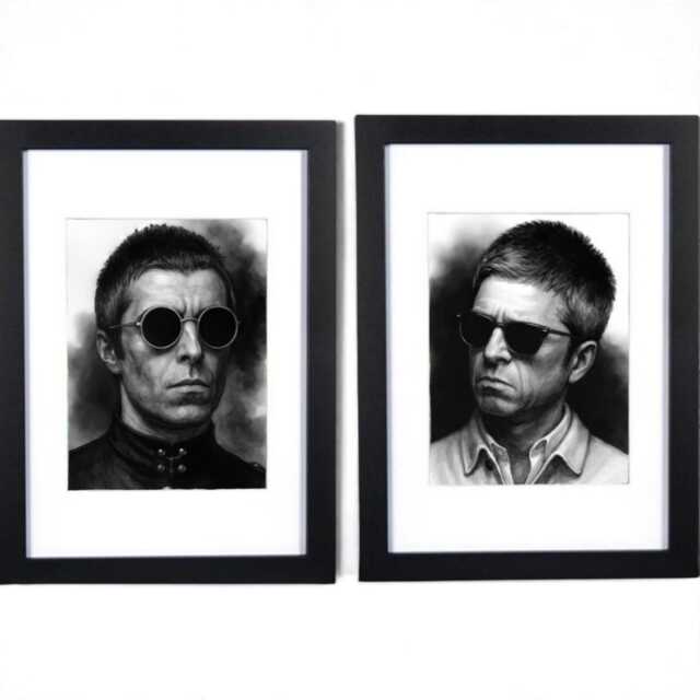 The Gallagher Brothers Oasis Inspired Framed Prints - Framed Britpop Wall Art - image 1