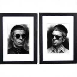 The Gallagher Brothers Oasis Inspired Framed Prints - Framed Britpop Wall Art - thumbnail 1